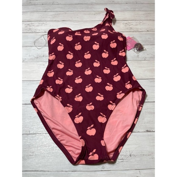 Kate Spade New York  Apple Toss Bunny Tie One Shoulder One-Piece - Picture 4 of 11